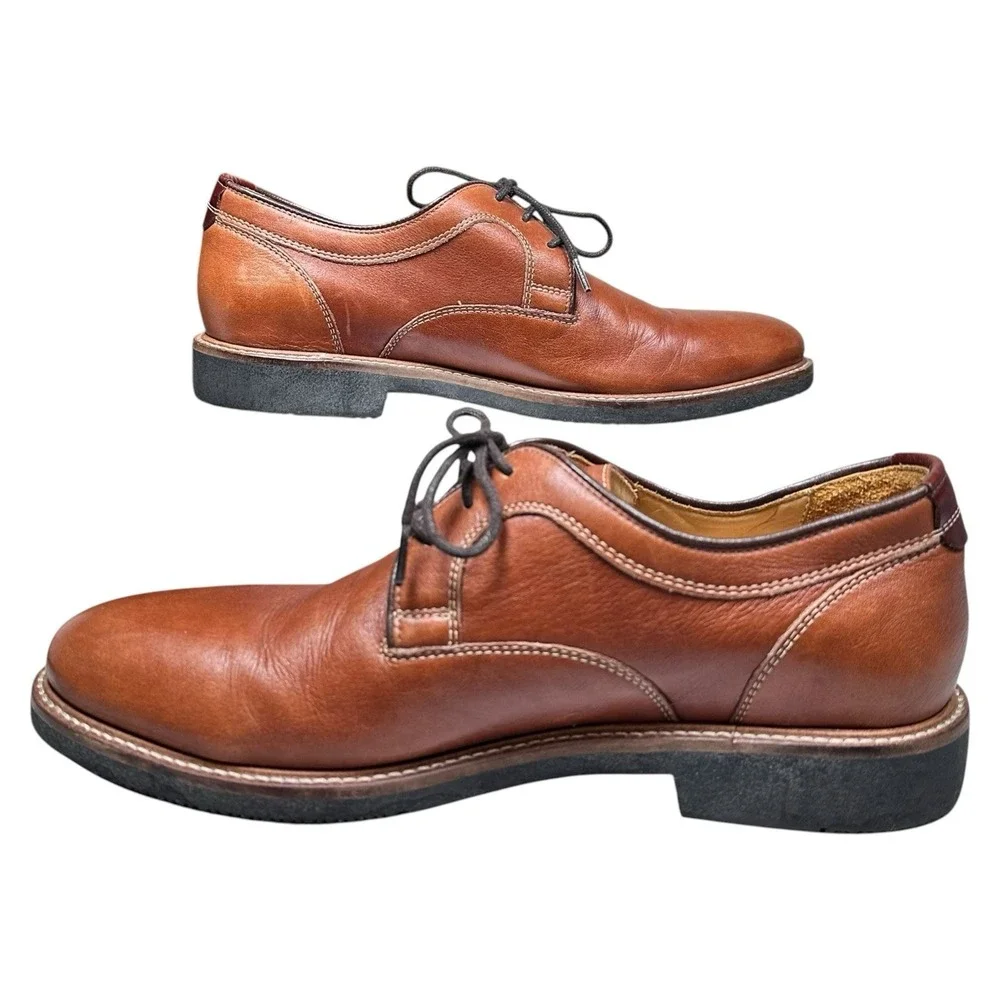 Johnston & Murphy Barlow Oxford Plain Toe Dress Shoe Men Sz 8 Brown Leather
